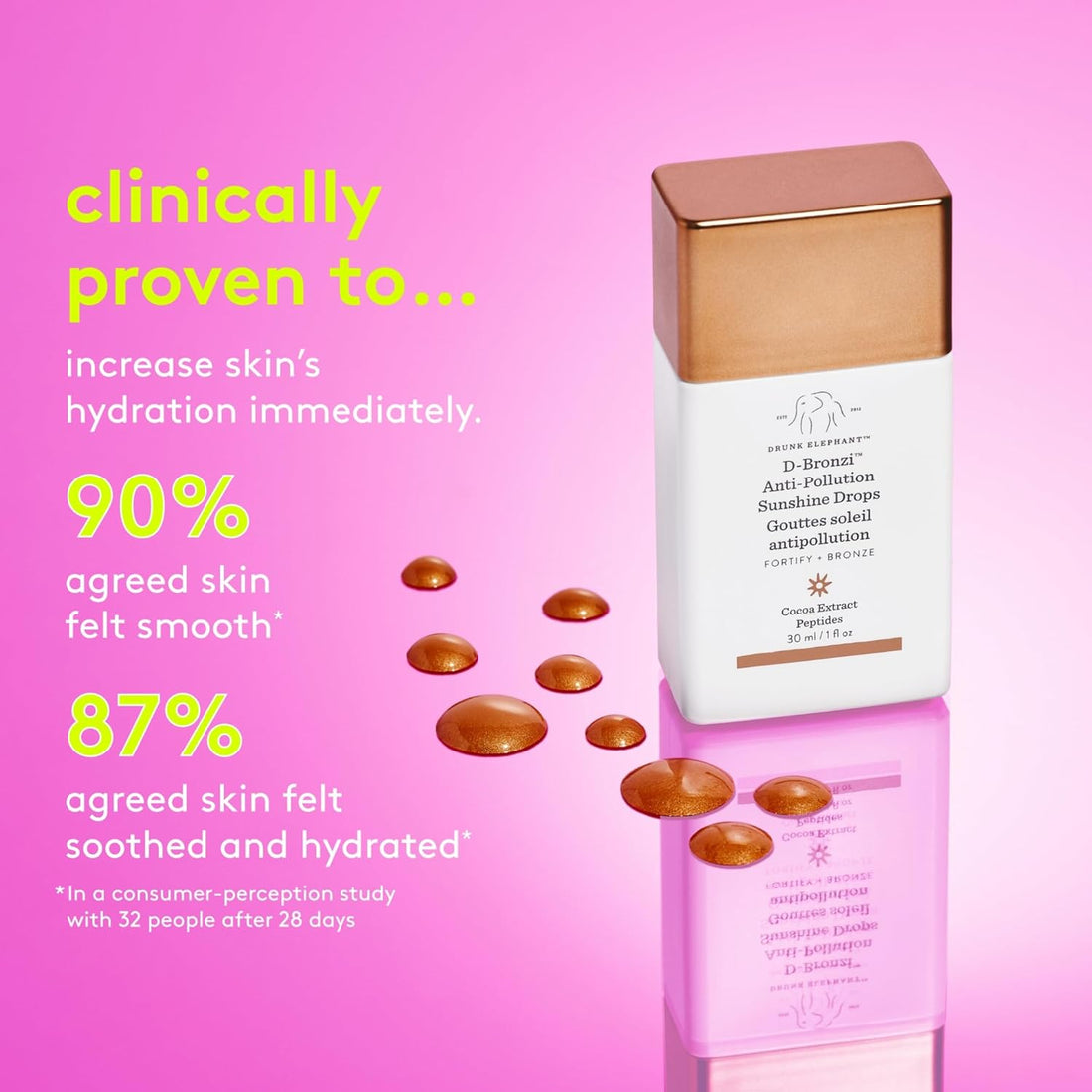 Drunk Elephant D-Bronzi Antipollution Sunshine Serum. Replenishing Face and Body Bronzing Serum