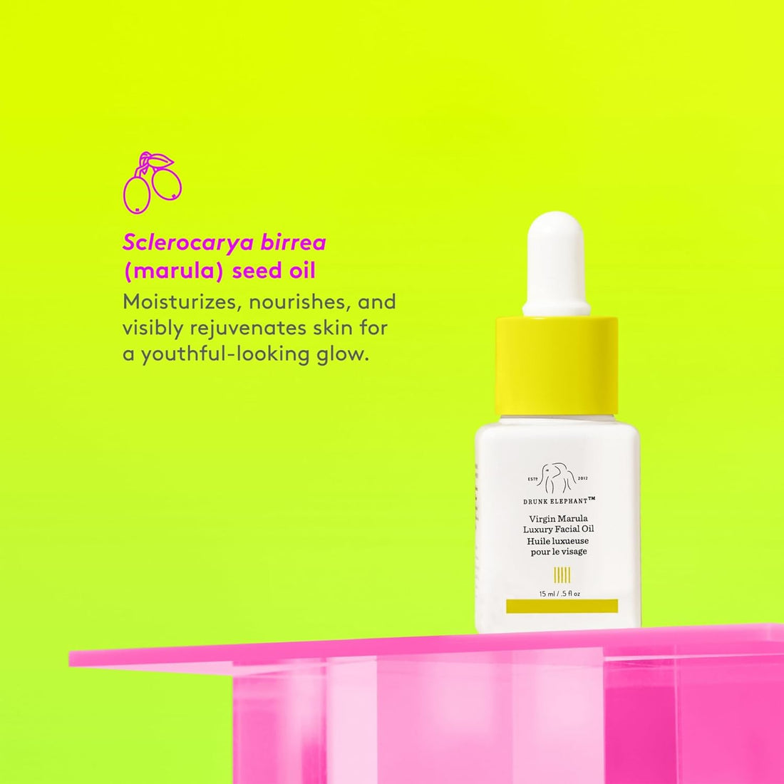 Drunk+Elephant Gluten-free Vegan Virgin Marula Facial Oil for Anti-Aging Skin Care and Face Moisturizer